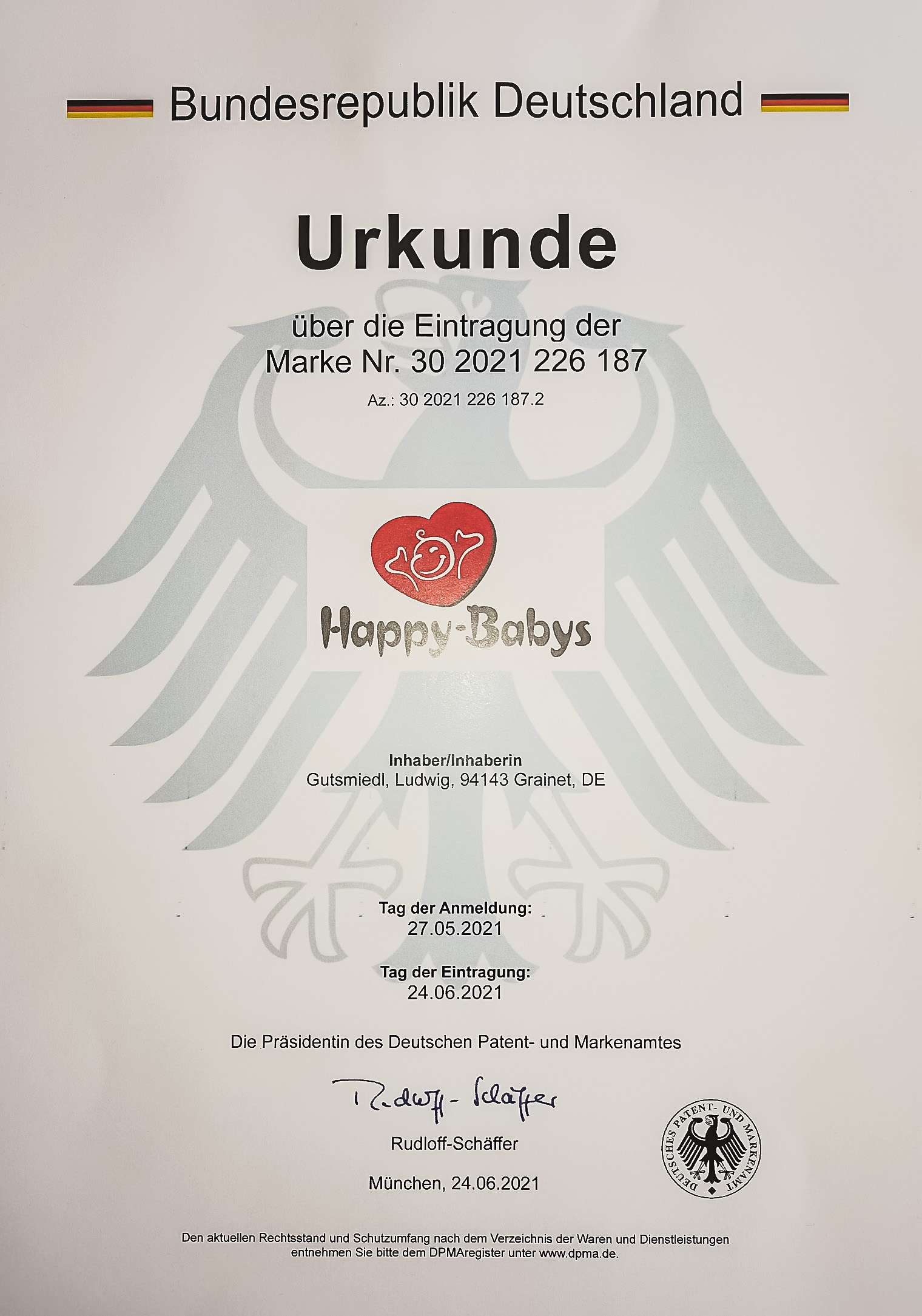 Als Marke registriert - Happy-babys