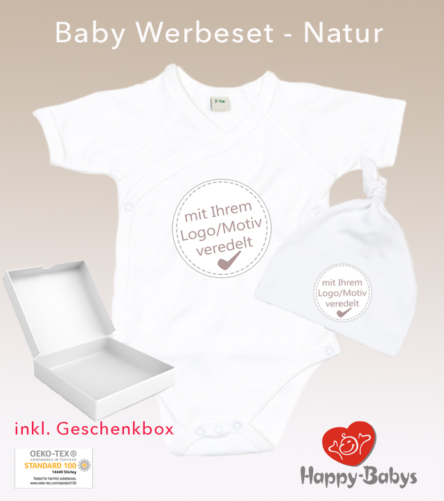 Babywerbe Geschenkset mit Logoaufdruck Biobaumwolle