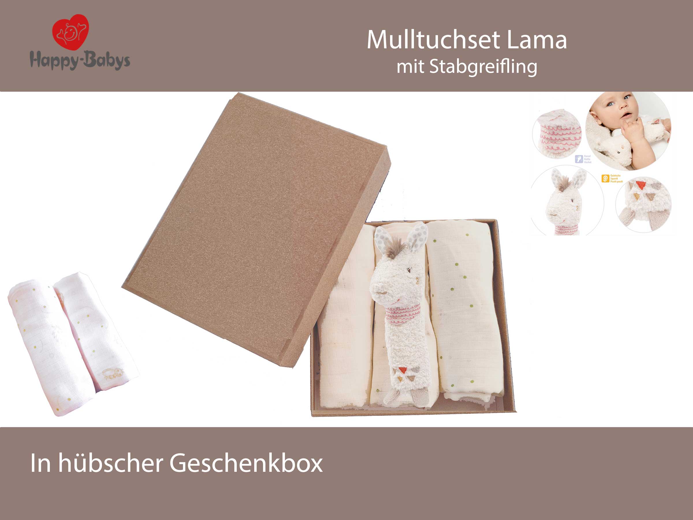 Mulltuchset mit Logo -Geschenk zur Geburt als Mitarbeitergeschenk-