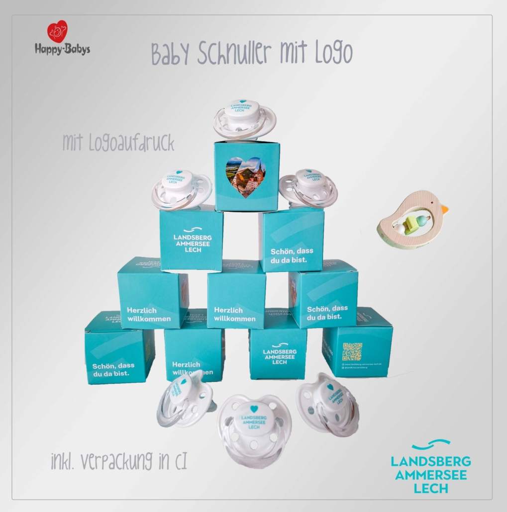 Babyschnuller mit Logo inkl. Geschenkverpackung