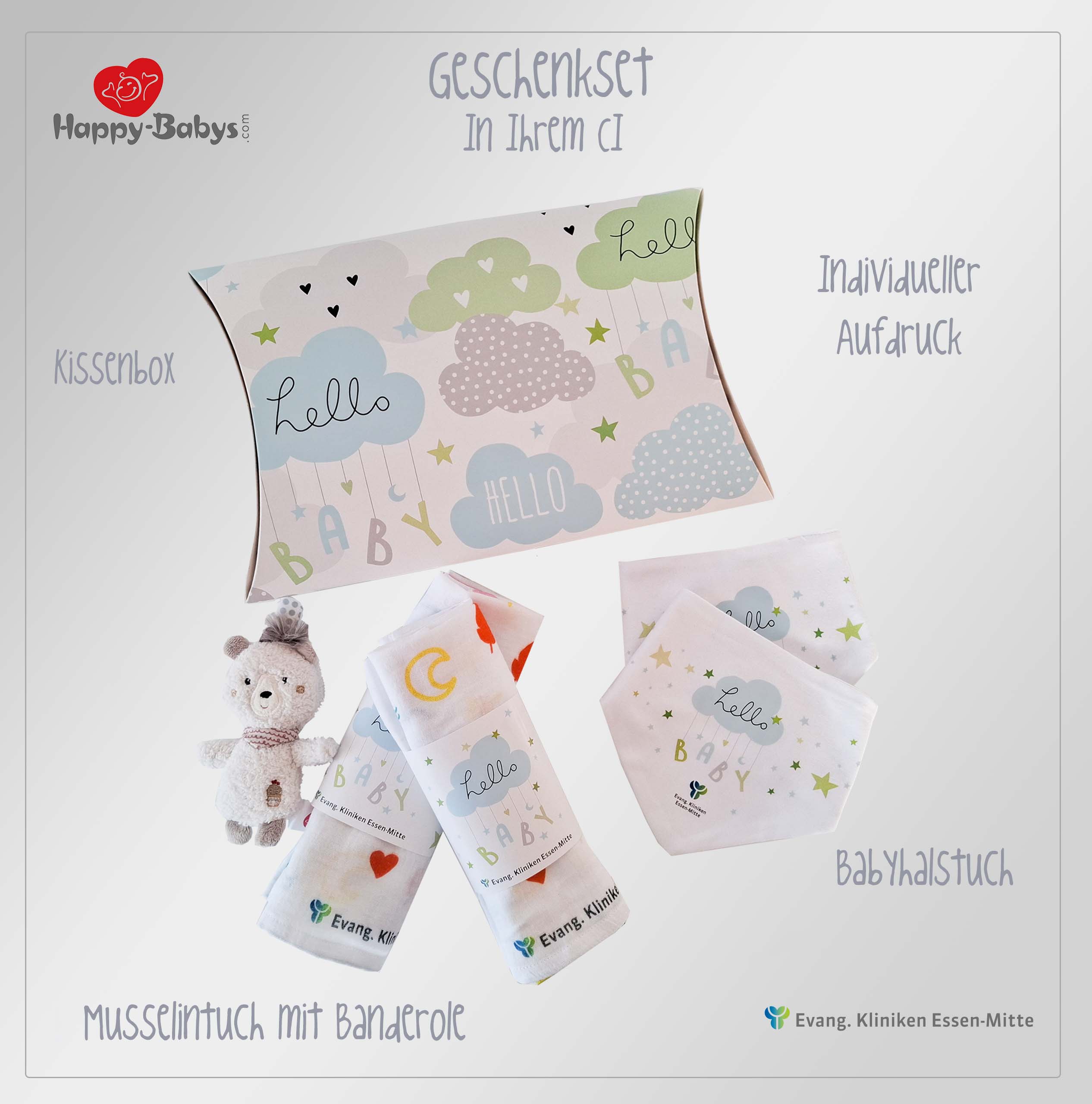 Babygeschenkset mit Logo- evang. Kliniken Essen Mitte